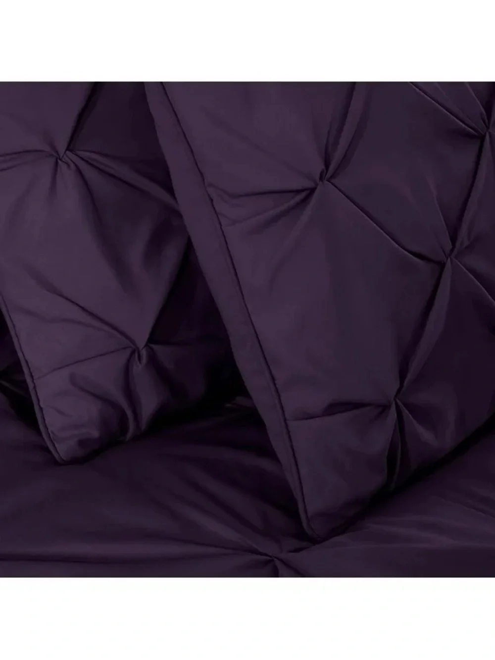 Plush Pleated purple Pintuck extra wide king 3 piece Comforter Set